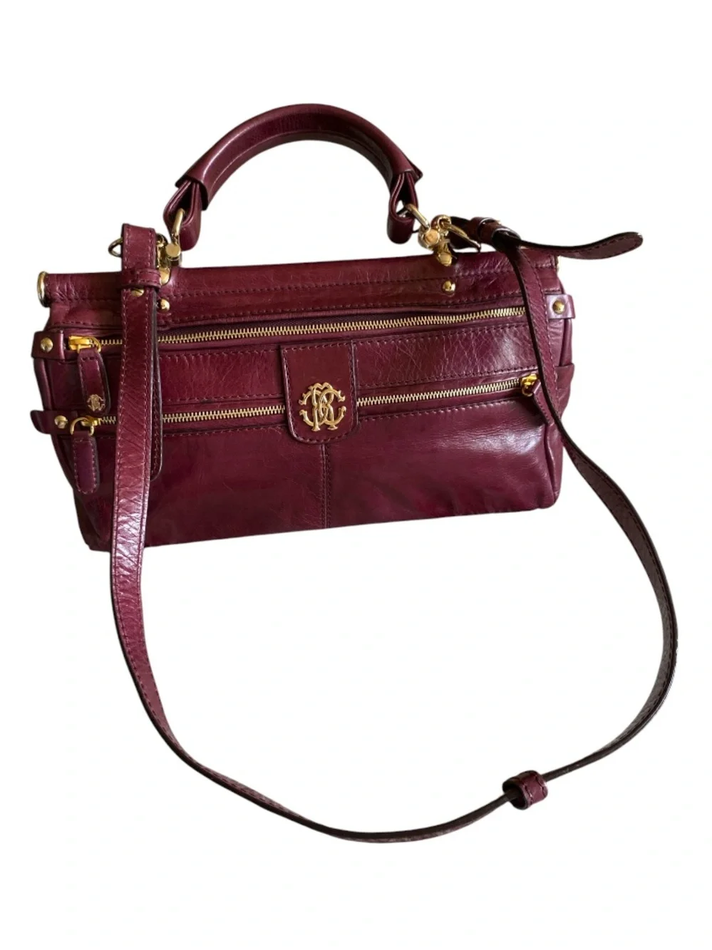 ROBERTO CAVALLI Burgundy Leather NWT Handbag